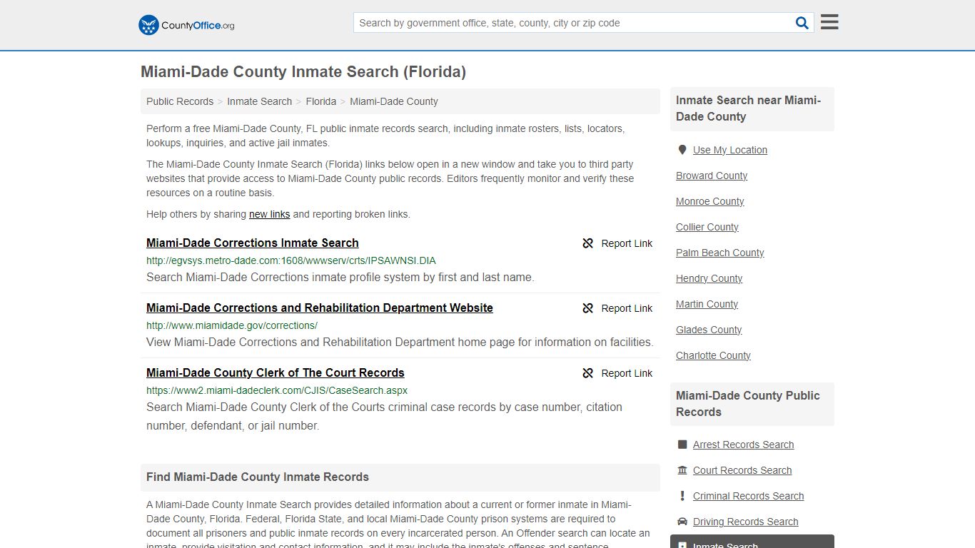 Miami-Dade County Inmate Search (Florida) - County Office